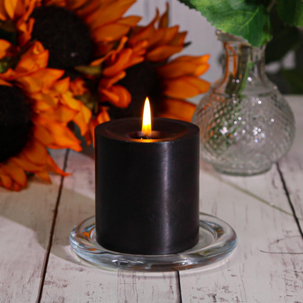 Richland Pillar Candles 3"x3" Black Set of 12