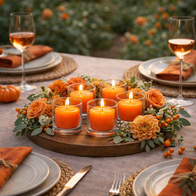 Richland Votive Candles & Eastland Clear Votive Holders Set of 72 - Orange - Citrus Fruit Scented - thumbnail number 5