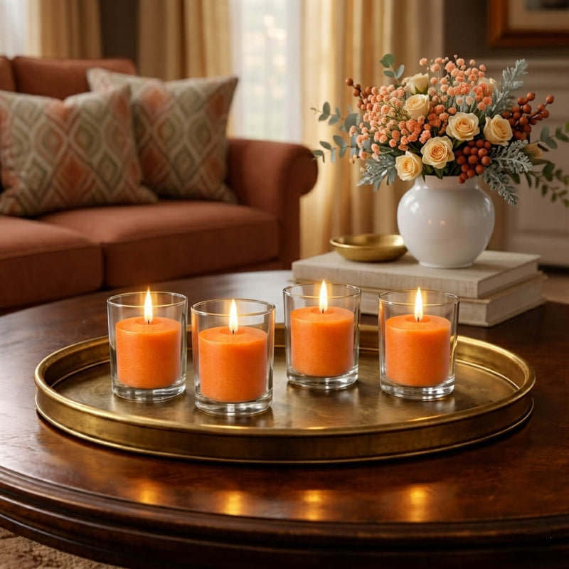 Richland Votive Candles & Eastland Clear Votive Holders Set of 72 - Orange - Citrus Fruit Scented - thumbnail number 6