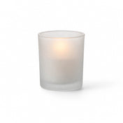 Frosted glass votive holder with candle on white background - thumbnail number 3