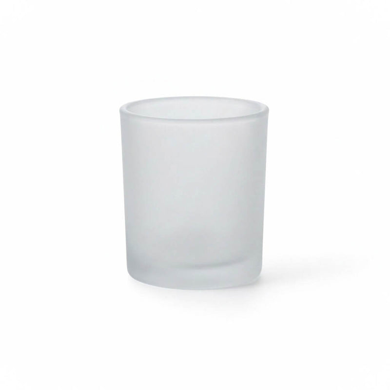 Frosted glass votive holder on white background - thumbnail number 1