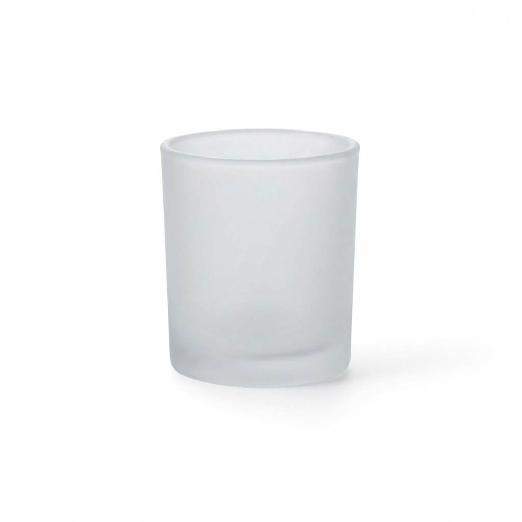 Frosted glass votive holder on white background