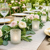 Frosted sparkle votive holders with blush flowers on an elegant outdoor table - thumbnail number 3