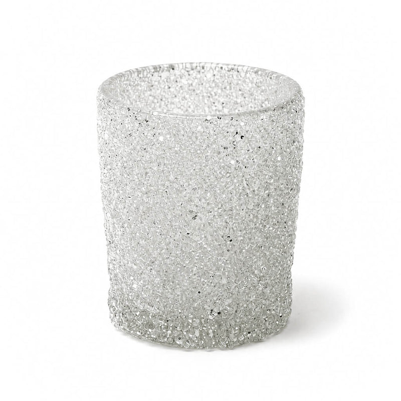 Frosted sparkle votive holder with textured glass finish on white background - thumbnail number 1