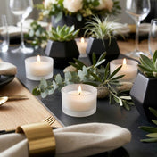 Minimalist candle centerpiece with frosted tealight holders and succulents - thumbnail number 6