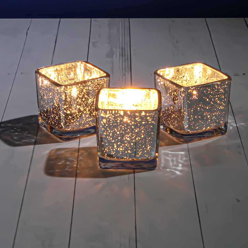 Metallic Gold & Silver Glass Candle Holder