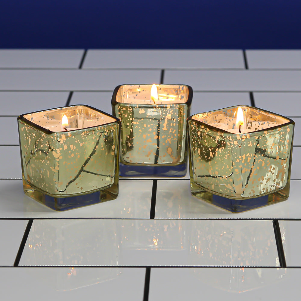 Eastland Unique Mercury Glass Pillar Candle Holder Set of 3 - Quick Candles