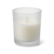Frosted glass votive candle holder with white candle on white background - thumbnail number 2