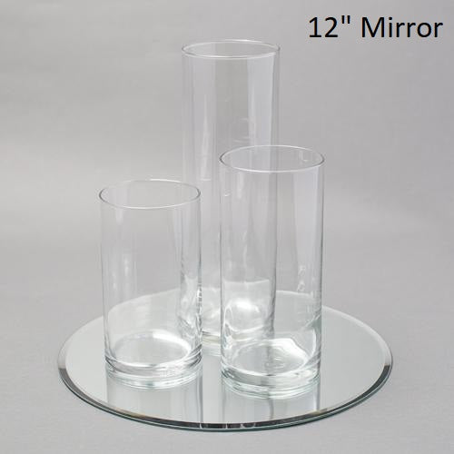 Eastland Round Mirror and Cylinder Vase Centerpiece with Richland 3" Floating Candles Set of 7