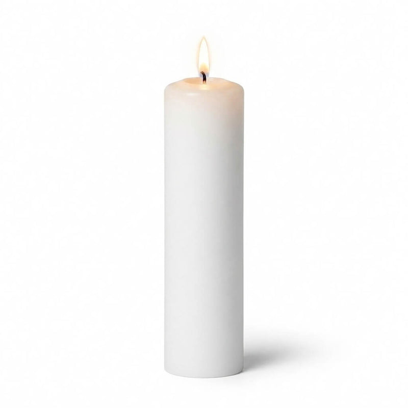 Lit white vigil candle on white background - thumbnail number 2