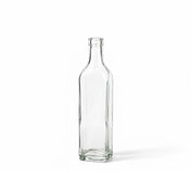 Clear glass square bottle on a white backdrop - thumbnail number 1