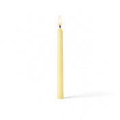 Ivory lit taper candle standing on white background - thumbnail number 2