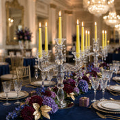 Crystal candelabra with yellow candles and luxurious floral centerpiece - thumbnail number 4