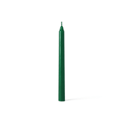 Single green taper candle on white background - thumbnail number 1