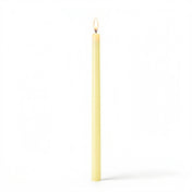 Ivory taper candle burning on white background - thumbnail number 2