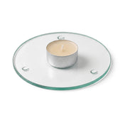An unlit tealight candle on a clear glass Round Coaster 4" against a white backdrop - thumbnail number 4