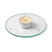 A lit tealight candle on a clear glass Round Coaster 4" against a white backdrop - thumbnail number 5