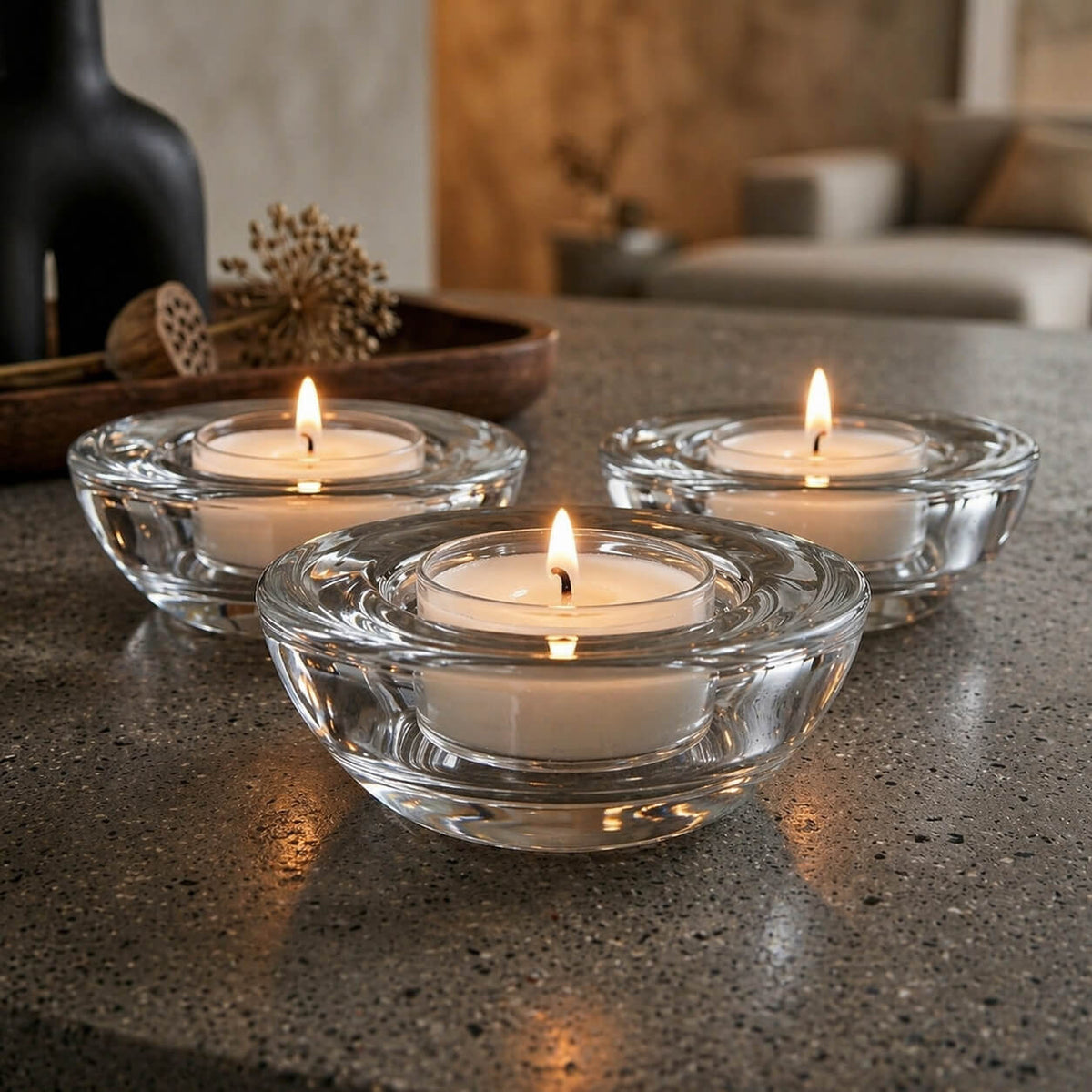 Eastland Chunky Tealight Candle Holder Clear Set of 12