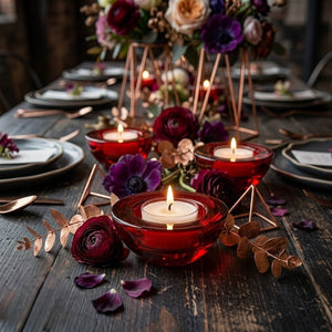 Eastland Chunky Tealight Candle Holder Red Set of 12