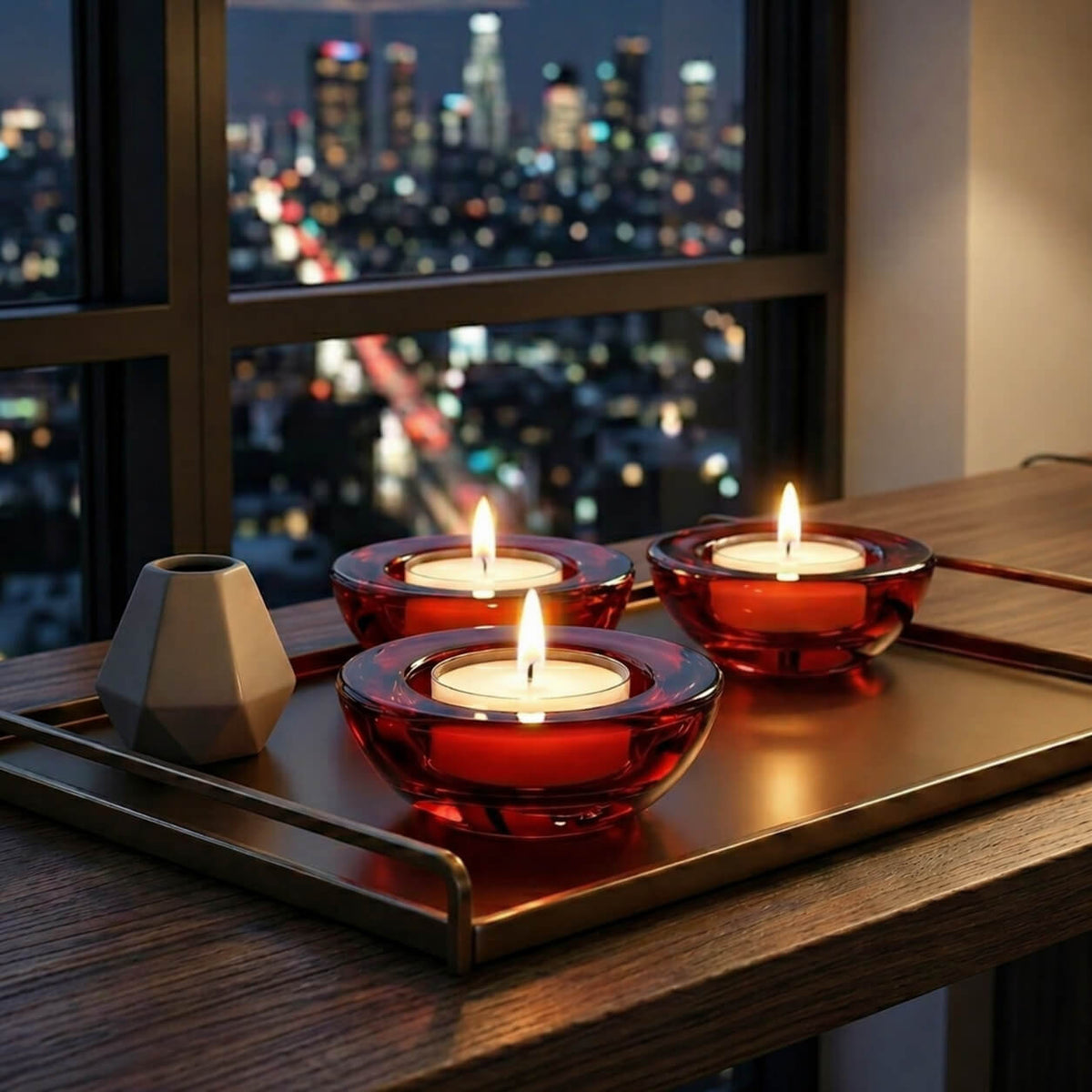 Eastland Chunky Tealight Candle Holder Red Set of 12