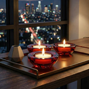 Eastland Chunky Tealight Candle Holder Red Set of 12