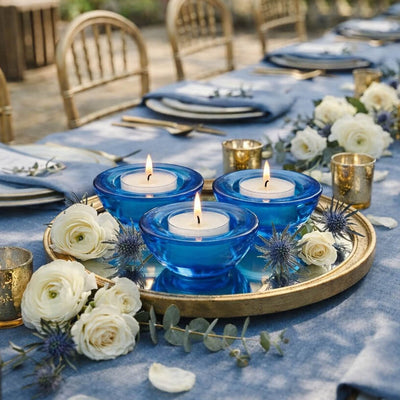 Eastland Chunky Tealight Candle Holder Blue Set of 12 - thumbnail number 5