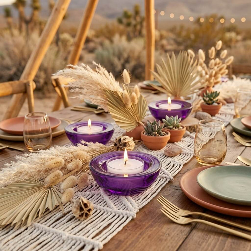 Eastland Chunky Tealight Candle Holder Purple Set of 12 - thumbnail number 5