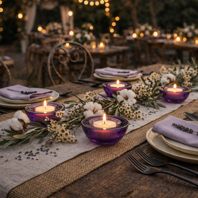 Eastland Chunky Tealight Candle Holder Purple Set of 12 - thumbnail number 4