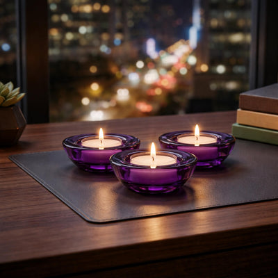 Eastland Chunky Tealight Candle Holder Purple Set of 12 - thumbnail number 8