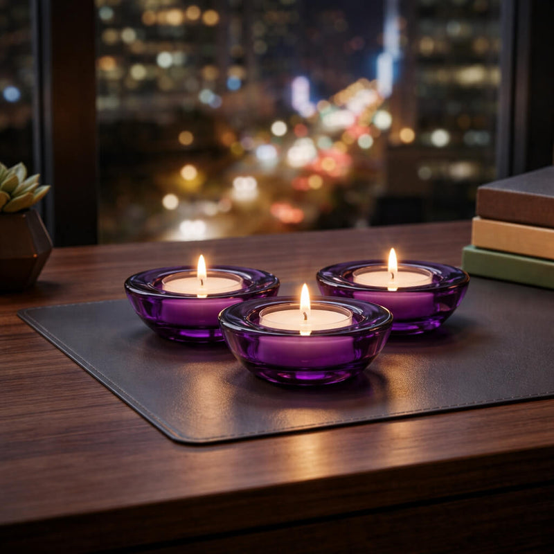 Eastland Chunky Tealight Candle Holder Purple Set of 12 - thumbnail number 8