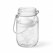 Uncluttered Large Mason Jar with Handle and floating white candle - thumbnail number 2