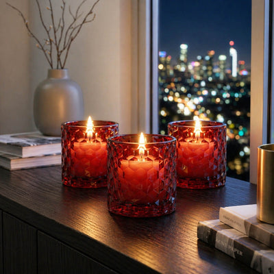 Richland Red Chunky Honeycomb Glass Votive & Tealight Holder Set of 12 - thumbnail number 10