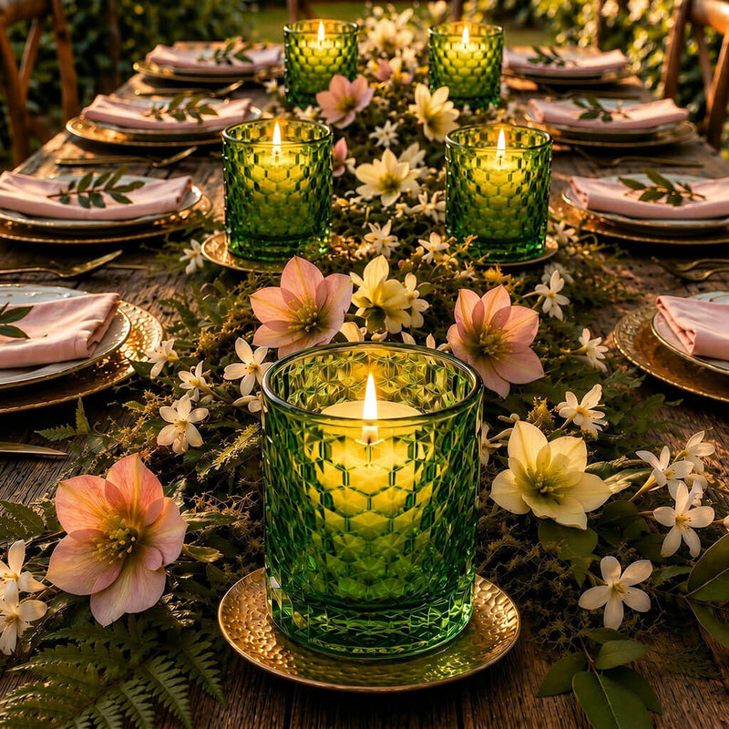 Richland Green Chunky Honeycomb Glass Votive & Tealight Holder Set of 12 - thumbnail number 6