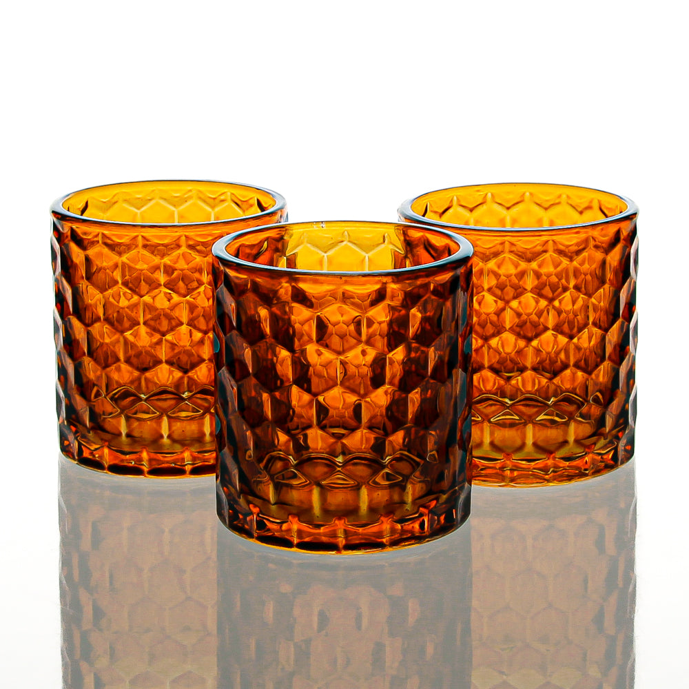 Richland Amber Chunky Honeycomb Glass Votive & Tealight Holder