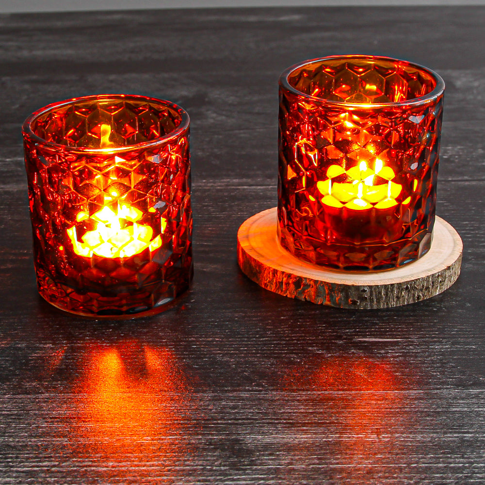 Richland Amber Chunky Honeycomb Glass Votive Tealight Holder Set of 6 by Quick Candles