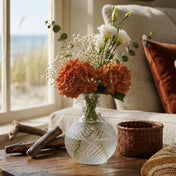 6" Textured Glass Perfume Vase with flowers on a wooden table by a window - thumbnail number 6