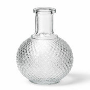6" Textured Glass Perfume Vase with a clear, spherical body and diamond-patterned texture - thumbnail number 1