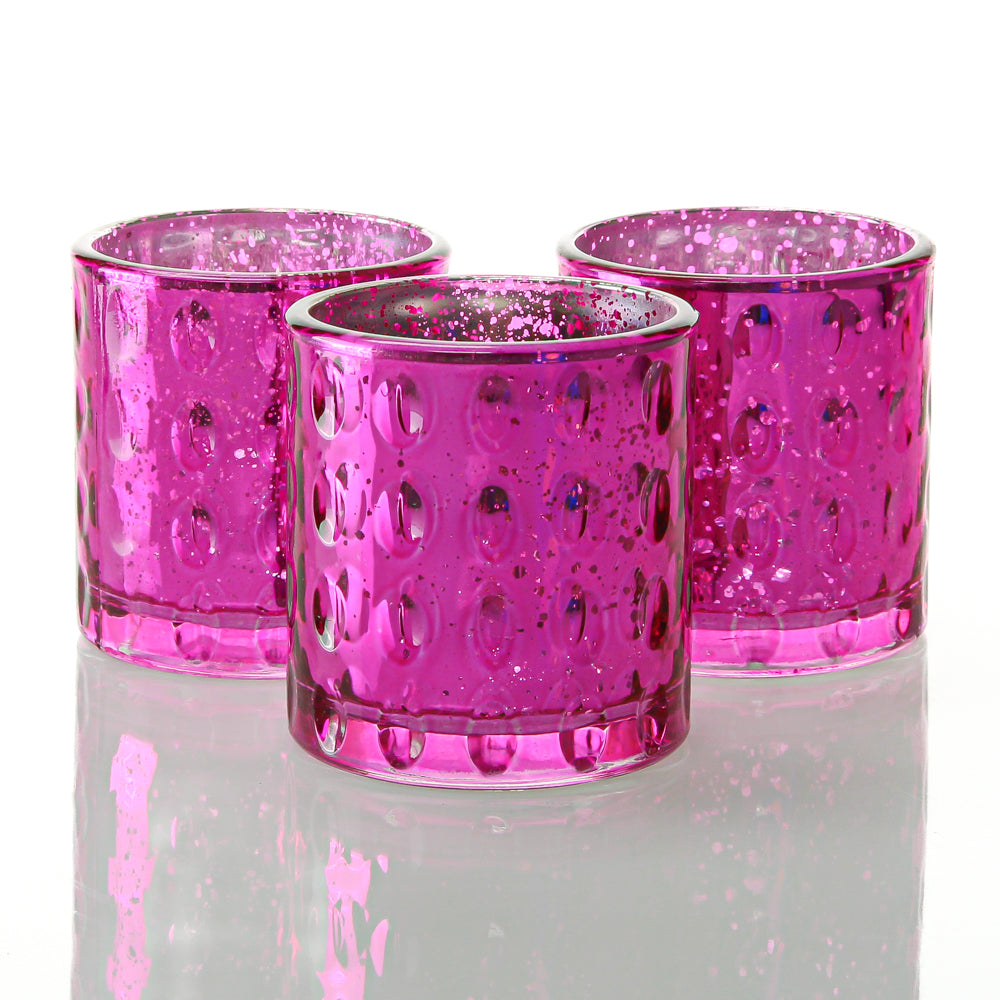 Hot Pink Glass Votive Candle Holder