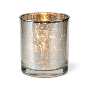 Silver mercury glass candle holder glowing on white background - thumbnail number 2