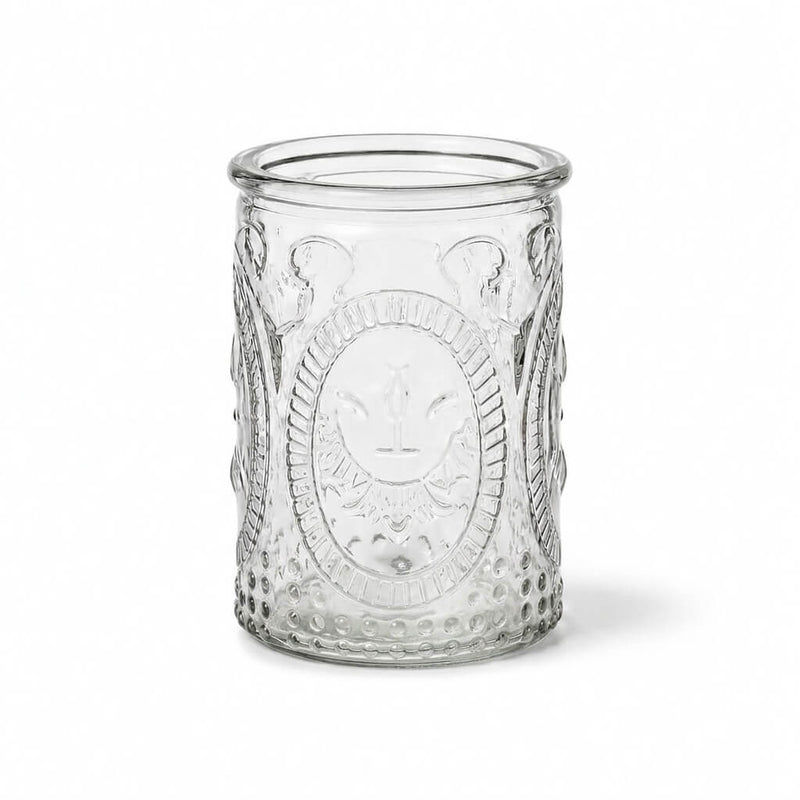 Textured clear glass candle holder on a white background - thumbnail number 1