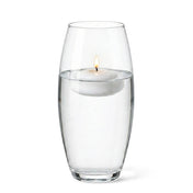 10" clear vase with water and a lit floating white candle - thumbnail number 5