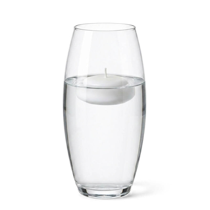 10" clear vase with water and an unlit floating white candle - thumbnail number 4