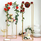 48" Gold Rectangular Metal Flower Stands – 2-Pack Geometric Column Frames for Stylish Flower Displays - thumbnail number 2