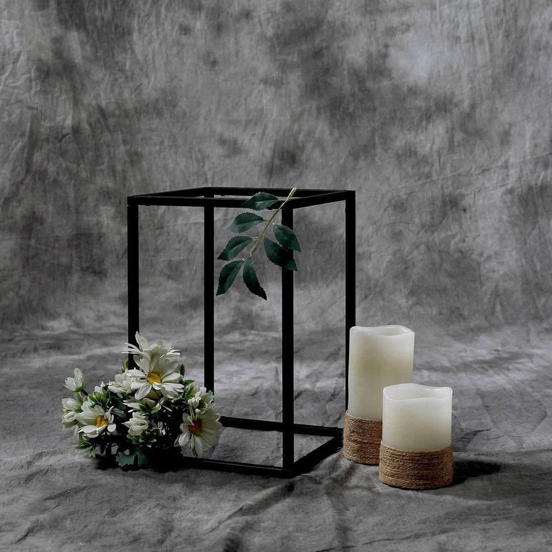 Matte Black 12" Rectangular Metal Flower Stands – 2-Pack Geometric Column Frames for Stylish Tablescapes - thumbnail number 2