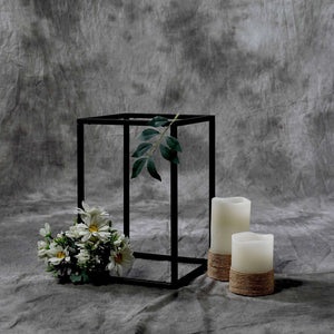 Matte Black 12" Rectangular Metal Flower Stands – 2-Pack Geometric Column Frames for Stylish Tablescapes
