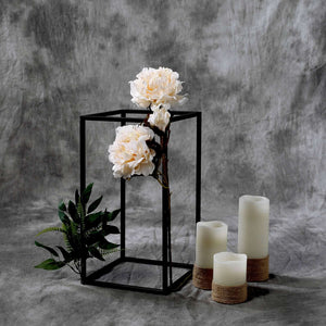 Matte Black 16" Rectangular Metal Flower Stands – 2-Pack Geometric Column Frames for Stylish Tablescapes