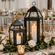 Richland Black Contemporary Metal Lantern with Clear Glasses - Small - thumbnail number 5