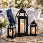 Richland Black Contemporary Metal Lantern with Clear Glasses - Small - thumbnail number 8
