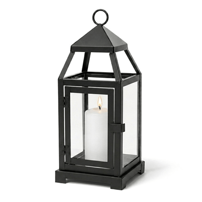 Richland Black Contemporary Metal Lantern with Clear Glasses - Small - thumbnail number 3
