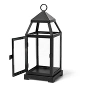 Richland Black Contemporary Metal Lantern with Clear Glasses - Small - thumbnail number 2